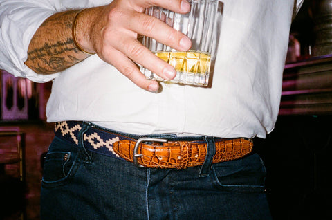 La Matera Corbina Woven Belt - Exótico Cognac