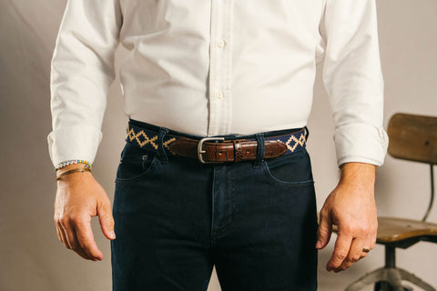 La Matera Corbina Woven Belt - Exótico Burgundy