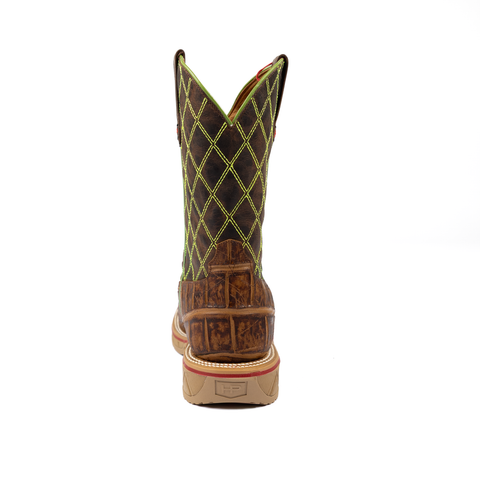 Horse Power Steel Toe Saddle Gator Print Work Boots - On Sale