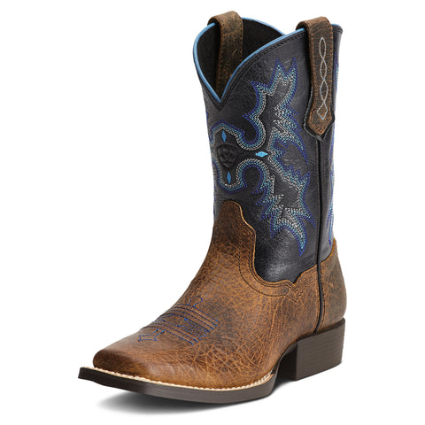 Ariat Kid's Tombstone Wide Square Toe Western Boot Blue Top