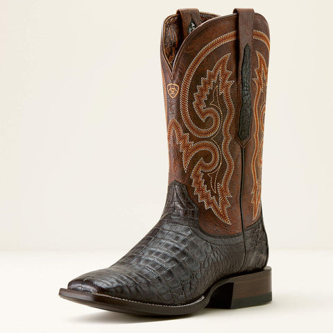 Ariat Men's Callen 11" Chocolate Caiman Square Toe Cowboy Boot