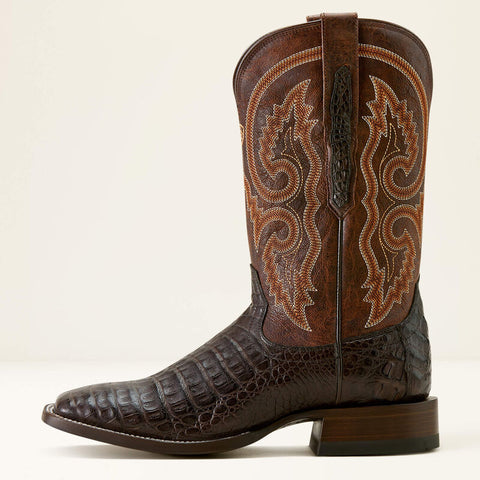 Ariat Men's Callen 11" Chocolate Caiman Square Toe Cowboy Boot