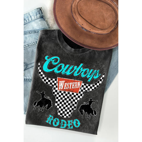 Women's Cowboy Rodeo T - CHARCOAL GREY