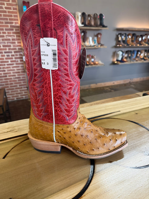 Men's Horse Power Top Hand Saddle Tan Full 13" Quill Ostrich