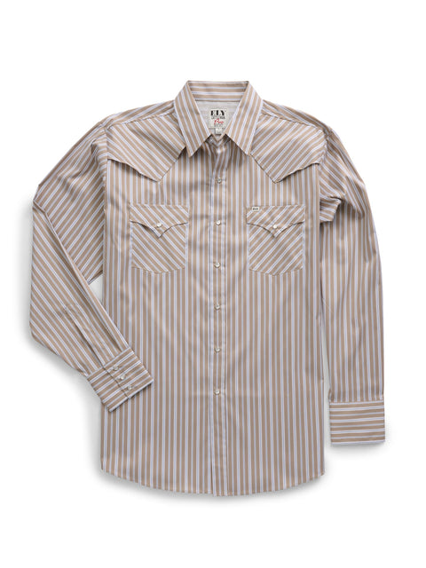 Men's Ely Cattleman Short Sleeve Stone Blue Plaid Western Snap Shirt