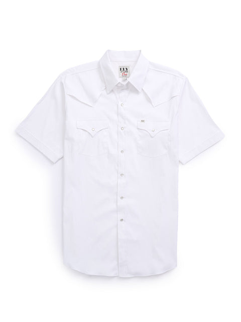 Men's Ely Cattleman Short Sleeve Solid White Western Shirt