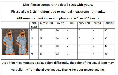 Casual Denim Short Sleeve Dress: Blue / Missy