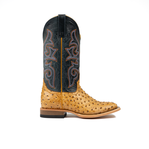Horse Power Men's Saddle Ranch Ostrich Print Square Toe Cowboy Boot