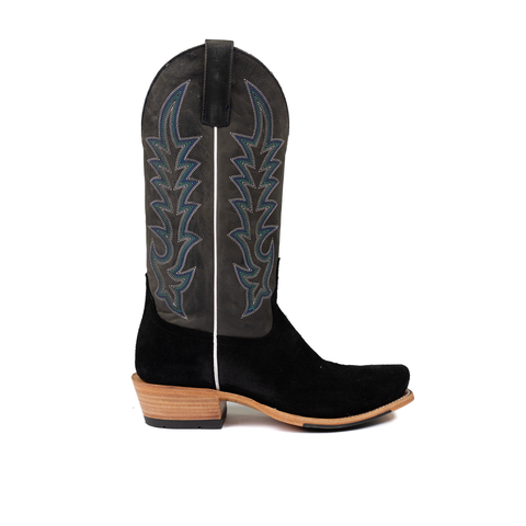 Men's Horse Power Top Hand Black Suede with 13" Blue Goat Top