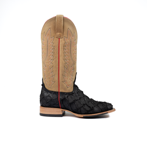 Horse Power Top Hand Men's 13" Matte Black Big Bass Square Toe Cowboy Boots