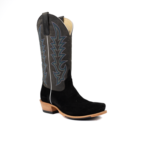 Men's Horse Power Top Hand Black Suede with 13" Blue Goat Top