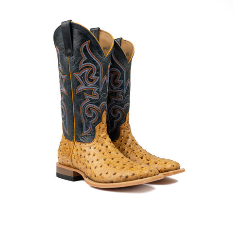 Horse Power Men's Saddle Ranch Ostrich Print Square Toe Cowboy Boot