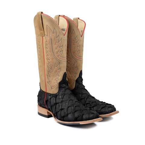 Horse Power Top Hand Men's 13" Matte Black Big Bass Square Toe Cowboy Boots