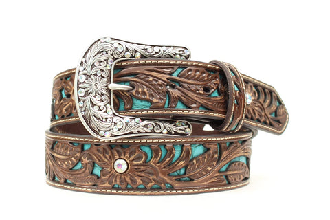 Ariat Women's Belt 1 1/2"Tld/TQinlayRsBR