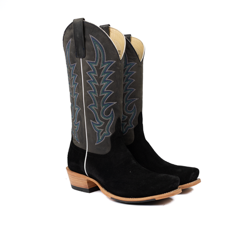 Men's Horse Power Top Hand Black Suede with 13" Blue Goat Top
