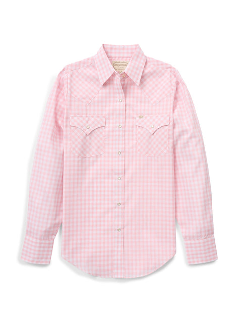 Women's Cowboygirl Blossom Pink Quilt Print Granddaddy Snap Shirt