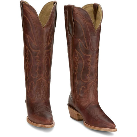 Tony Lama Jess 15" Cognac Snip Toe Cowgirl Boot