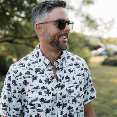 BURLEBO Men's Performance Western Shirt - Cowboy Country