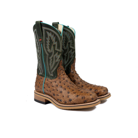 Men's Horse Power Work Boots Soft Toe Honey Ostrich Print