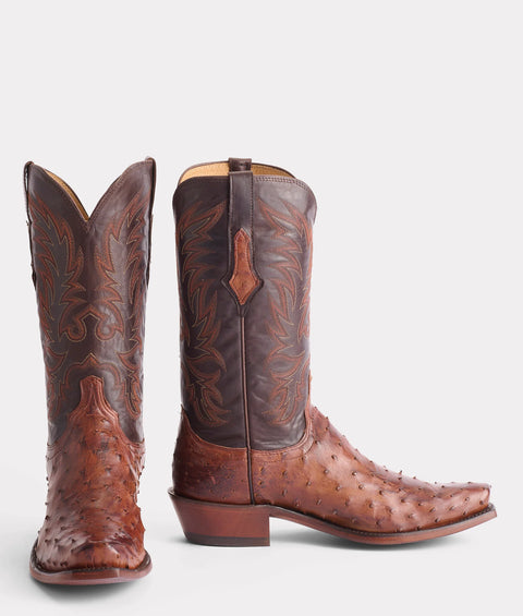 Lucchese Men's Elgin Chocolate 13" Full Quill Ostrich