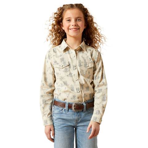 Ariat Girls Mila Long Sleeve Snap Desert Print Shirt