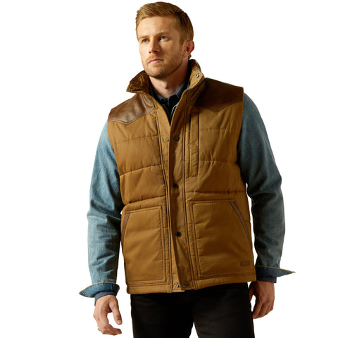 Ariat Men's Western Quilted Vest in Khaki/Brown
