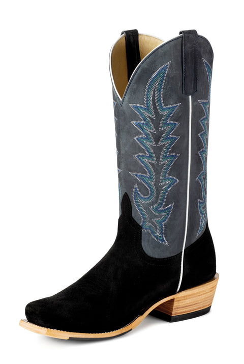Men's Horse Power Top Hand Black Suede with 13" Blue Goat Top