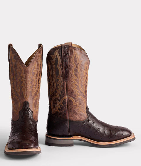 Lucchese Men's Rowdy Ostrich Antique Chocolate