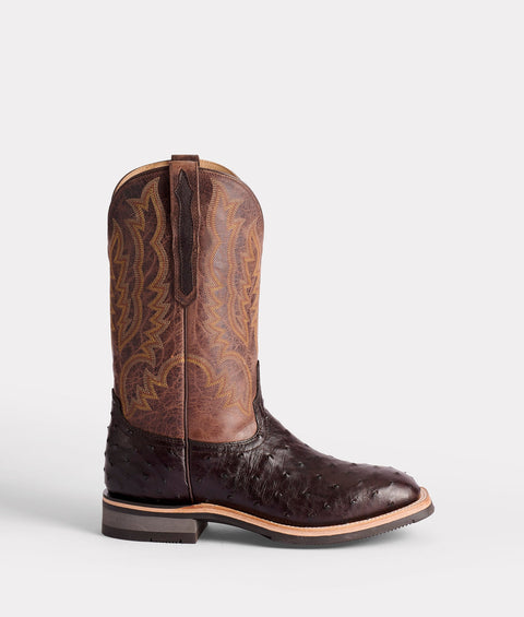 Lucchese Men's Rowdy Ostrich Antique Chocolate