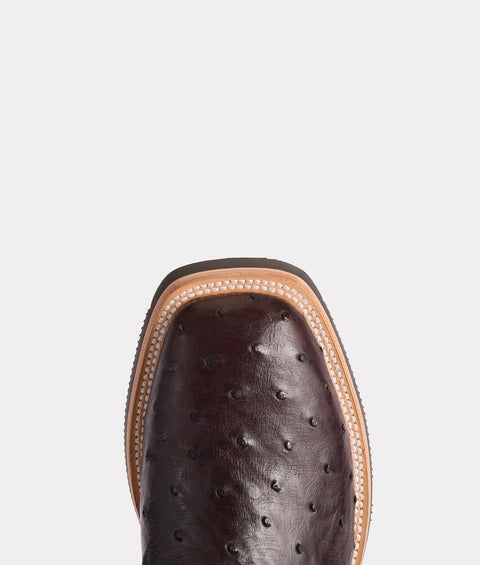Lucchese Men's Rowdy Ostrich Antique Chocolate