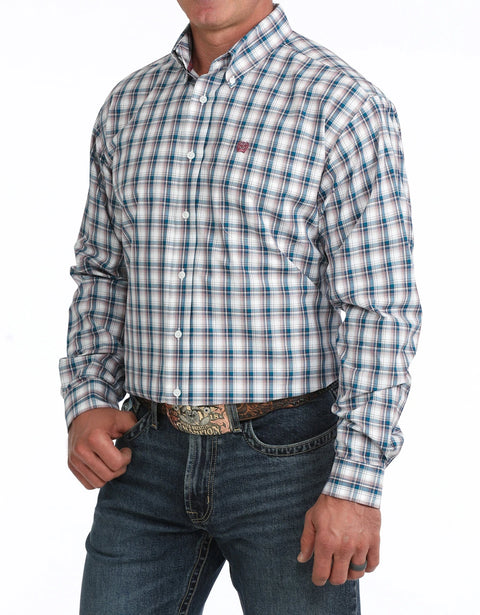 Cinch Men's Long Sleeve Plaid Button Down Shirt