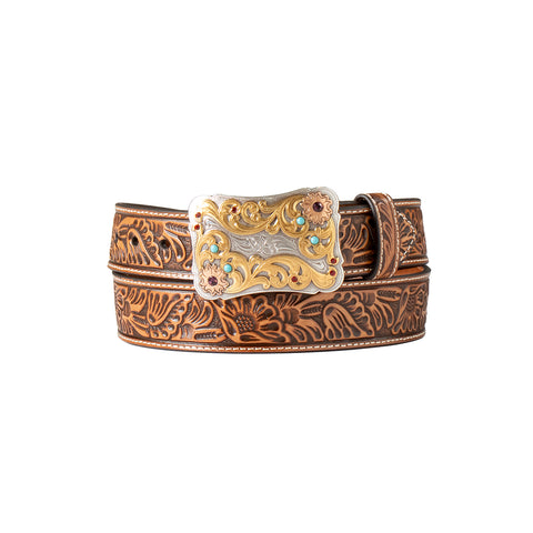 Nocona Women's Belt 1 1/2"FlrlEmbsSclpdBcklNT