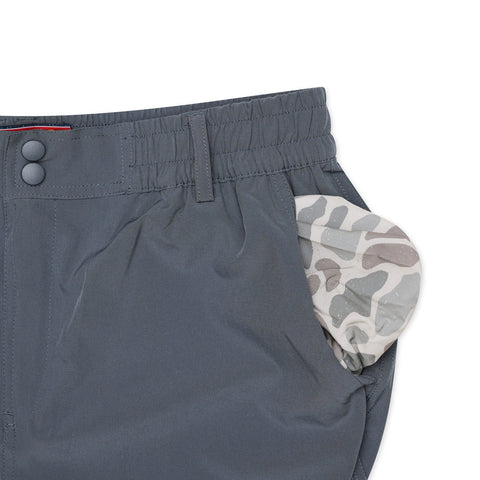 Burlebo Men's 5.5" Everyday Short - River Rock Grey - Classic Deer Camo Pocket
