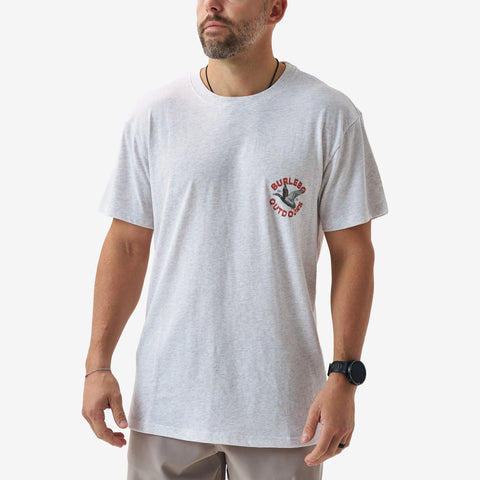 Burlebo Men's Short Sleeve Tee - Old School Duck Hunt - Heather Oatmeal
