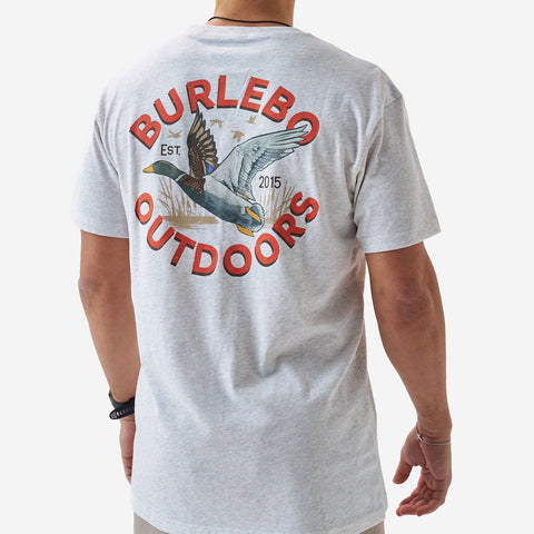 Burlebo Men's Short Sleeve Tee - Old School Duck Hunt - Heather Oatmeal