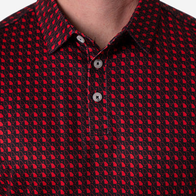 BURLEBO Men's Performance Polo - Georgia Black & Red