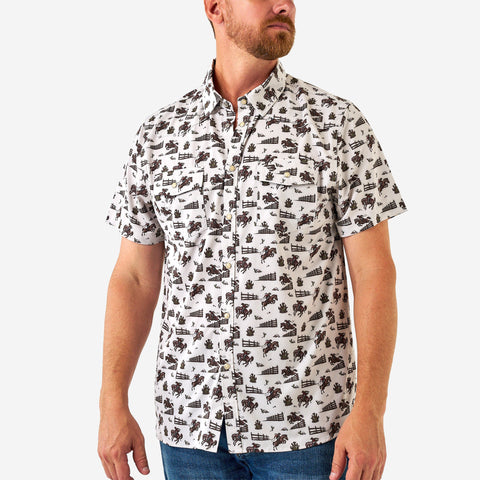 BURLEBO Men's Performance Western Shirt - Cowboy Country