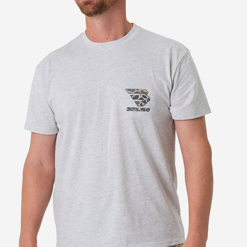 Burlebo Men's Short Sleeve Tee - Flying B Classic Deer Camo - Ash Grey