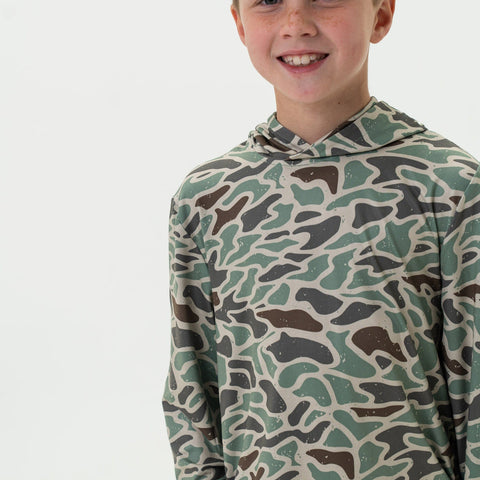 Burlebo Youth Performance Hoodie - Retro Duck Camo