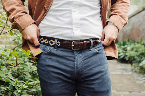 La Matera Corbina Woven Belt - Exótico Burgundy