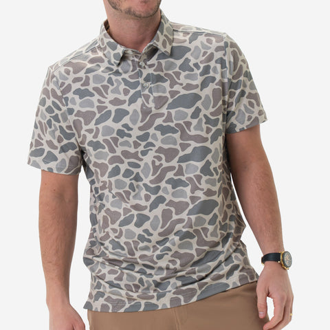 Burlebo Men's Performance Polo - Classic Deer Camo