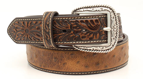 Ariat Men's Belt 1 1/2"OstrTooledTabsBR