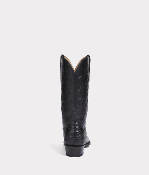 Lucchese Men's Charles Black Ultra Belly Caiman R Toe Cowboy Boot