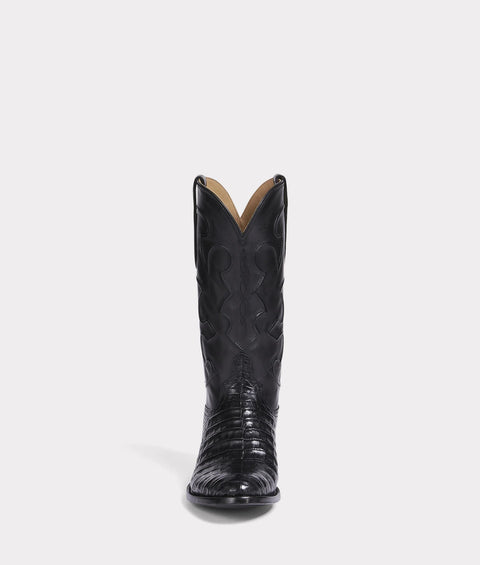 Lucchese Men's Charles Black Ultra Belly Caiman R Toe Cowboy Boot