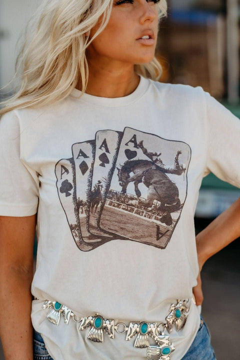 Ace of Cowboys Graphic Tee: Natural