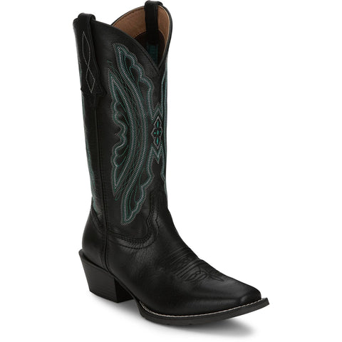 Justin Women's Rae 12" Black Square Toe Cowgirl Boot