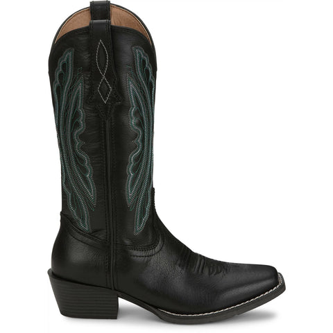 Justin Women's Rae 12" Black Square Toe Cowgirl Boot
