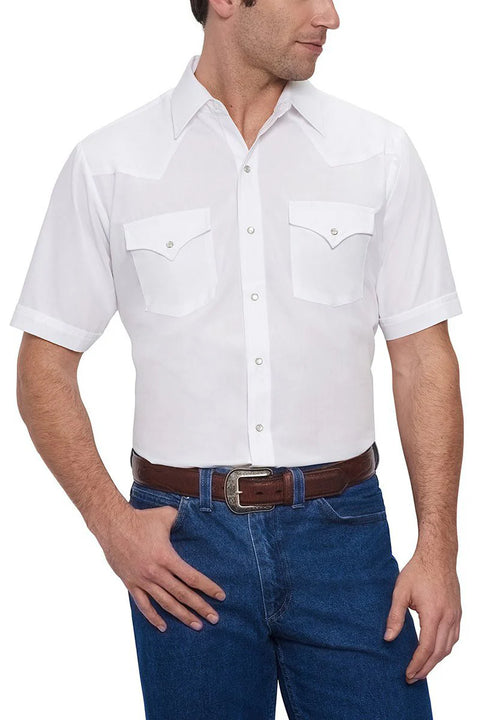 Men's Ely Cattleman Short Sleeve Solid Western Snap Shirt