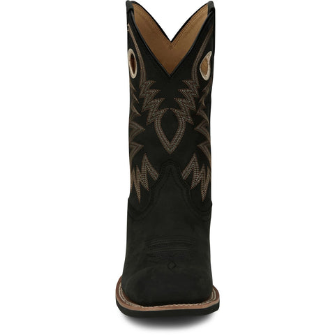 Justin Men's Show Stopper 11" Black Square Toe Cowboy Boot