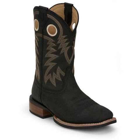 Justin Men's Show Stopper 11" Black Square Toe Cowboy Boot